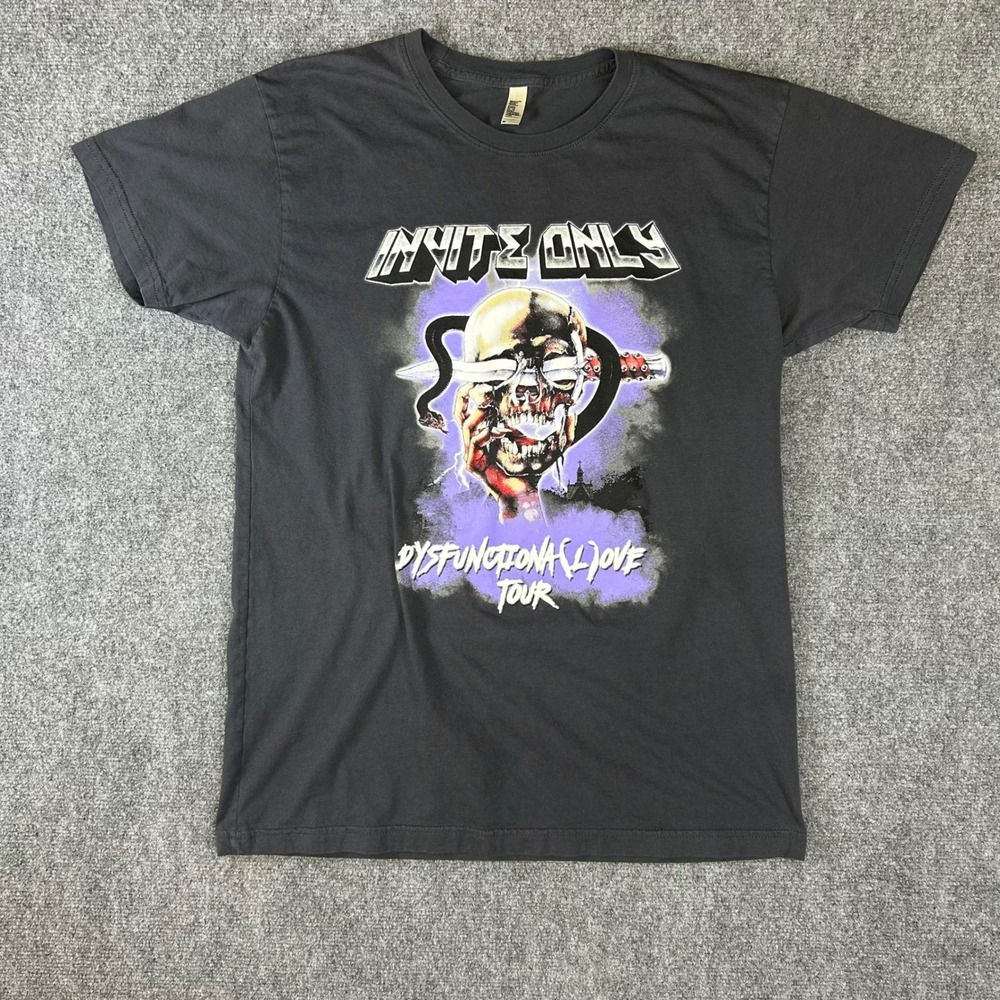 Invite Only Dysfunctional Love Tour Graphic T-Shirt Charcoal Grey Medium